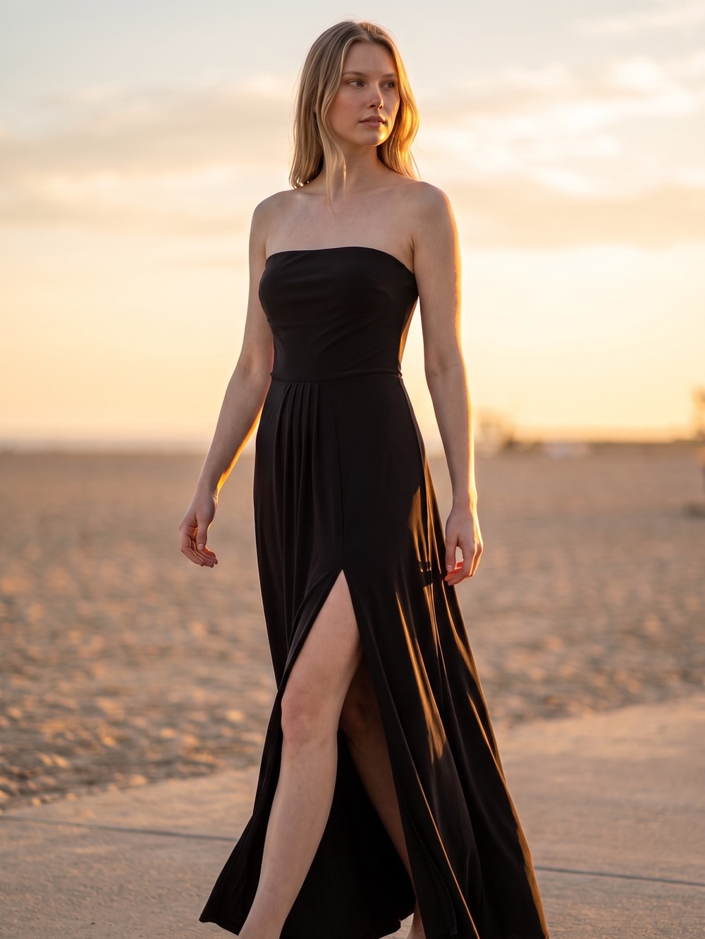 Rachel Zoe Strapless Black Maxi Dress with Back Keyhole $595 Retail